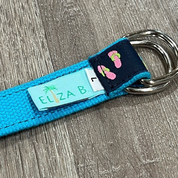 LILLY PULITZER Eliza B Size Large Flip Flop Ring Ribbon Belt Summer Spring Vacay - Picture 5 of 7